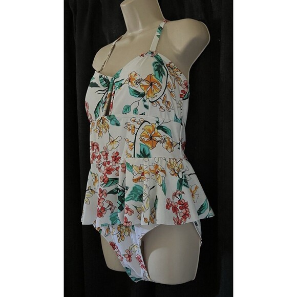 Tropical Floral Print Peplum Multiway One-Piece Swimwear XL Unbranded - Picture 3 of 9